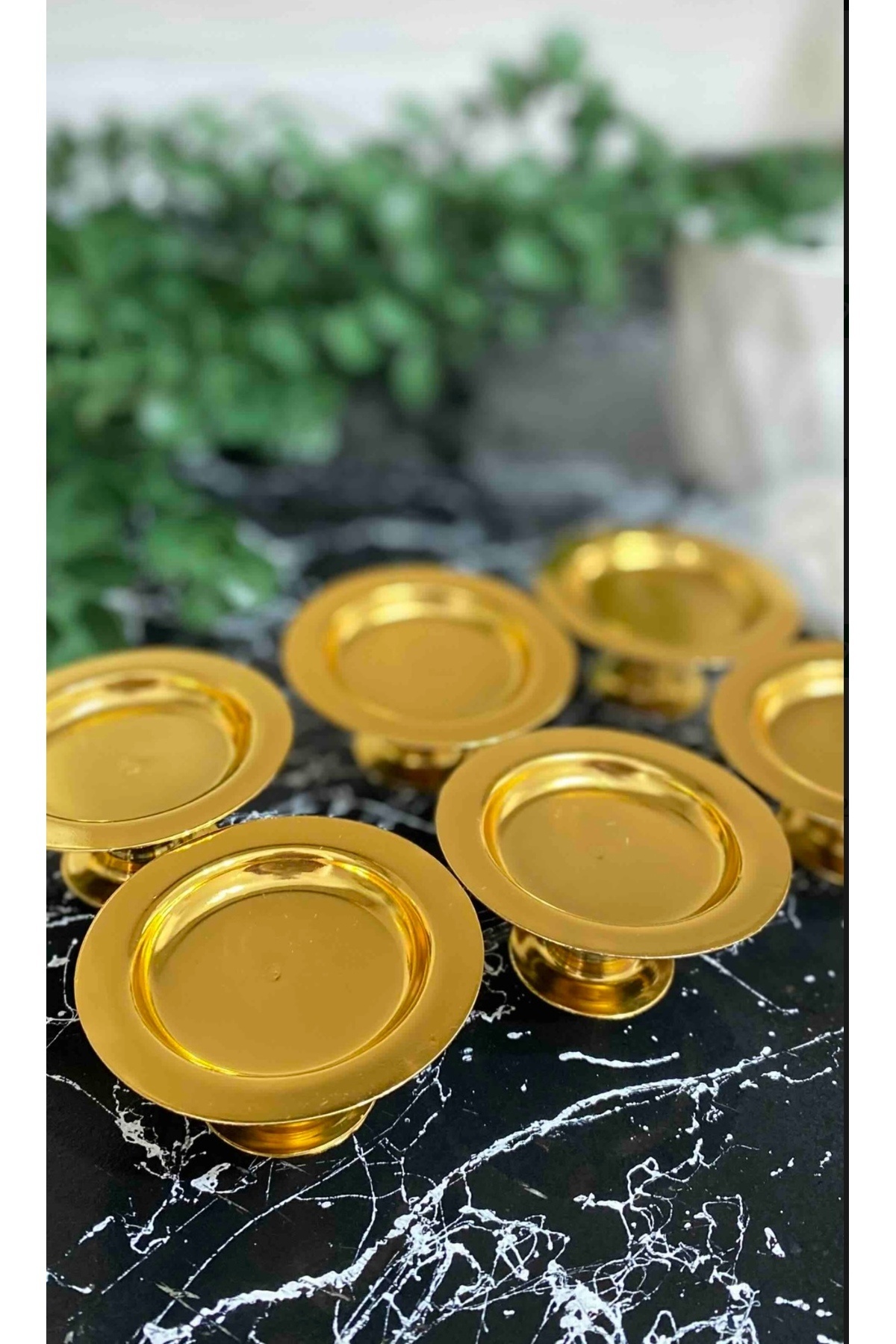 DEKORATİF GOLD KAPLAMA 6 ADET KAHVE YANI MAKARONLUK LOKUMLUK