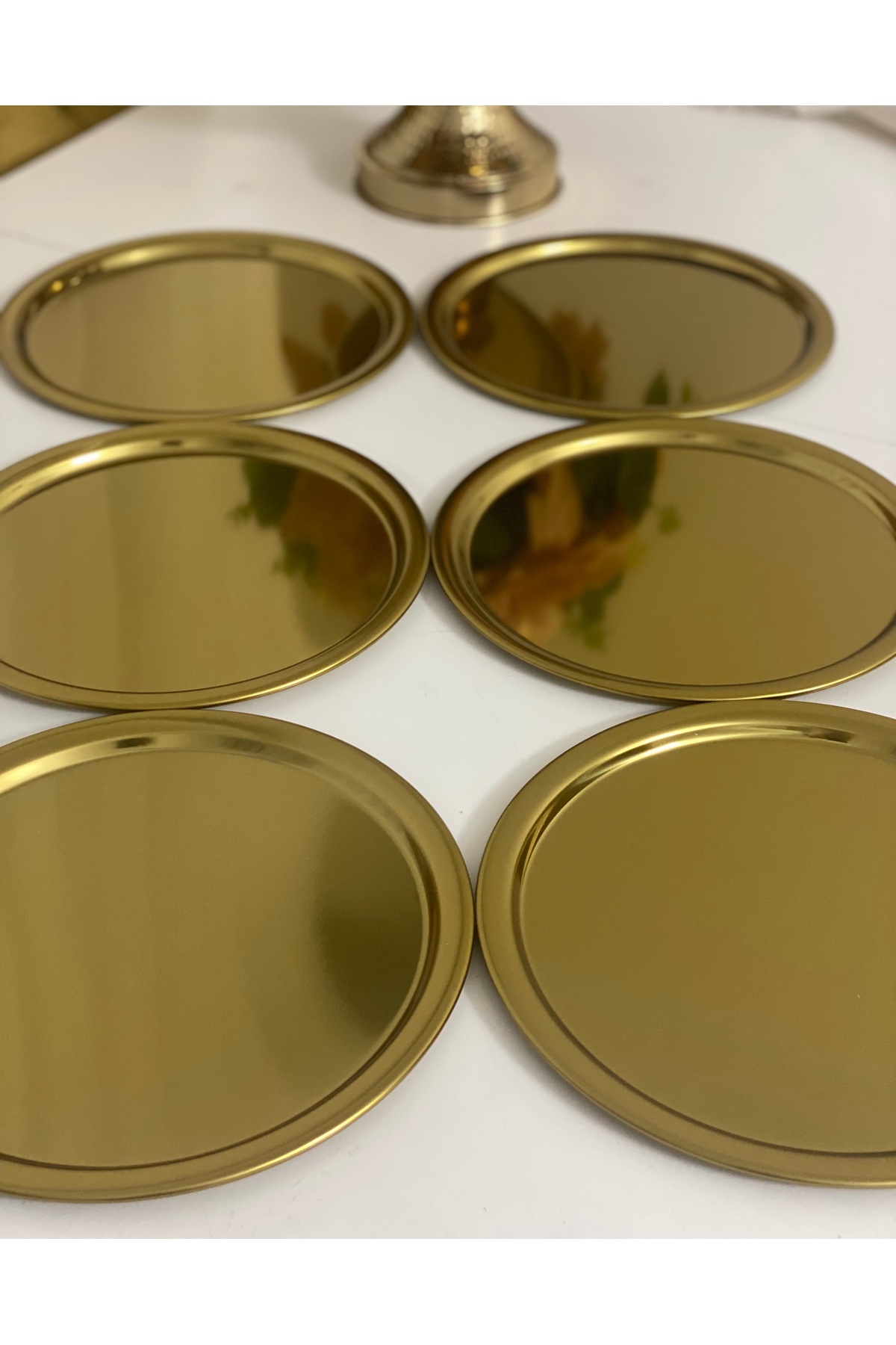 ÇELİK GOLD 6 ADET YUVARLAK MODEL SERVİS VE SUNUM TEPSİSİ