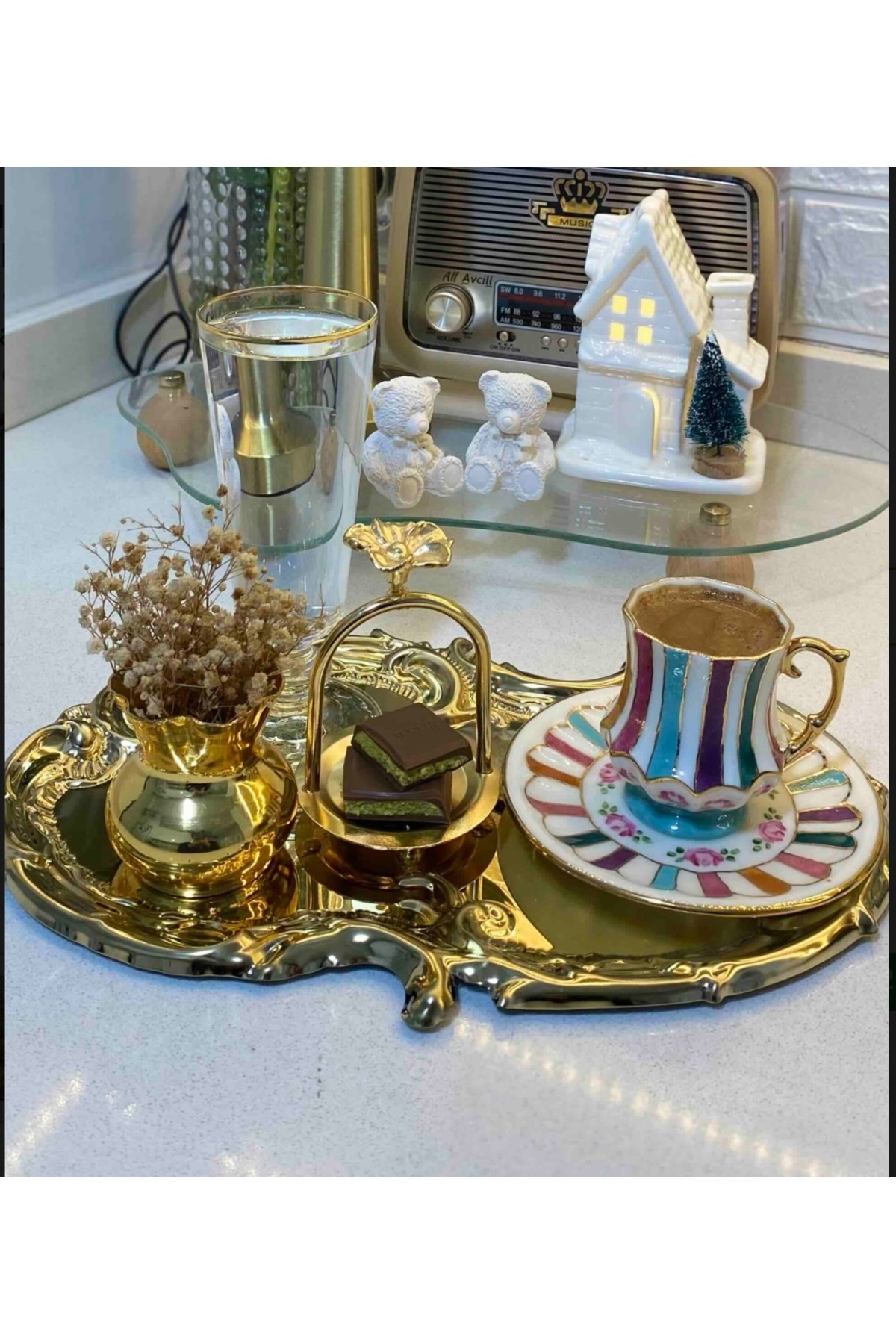 PASLANMAZ ÇELİK GOLD ARTNOVA MODEL 1 ADET SERVİS VE SUNUM TEPSİSİ